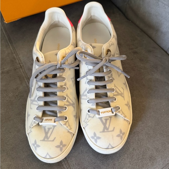 Louis Vuitton Shoes - Louis Vuitton Cream and Gray Monogram Sneakers